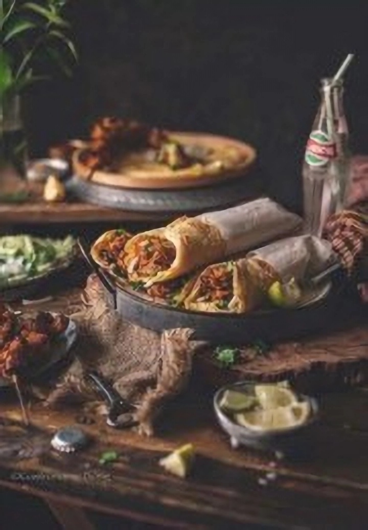 Traditional Lebanese food spread with multiple dishes